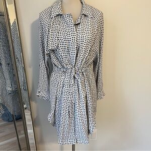 Cartonnier Anthro Sightseer Navy/White Trench Shirt Dress Size L